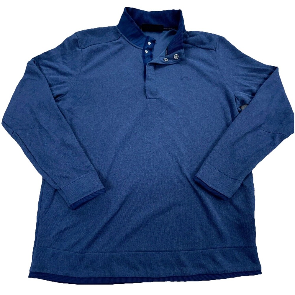 Under Armour Sweater Men XL Blue Pullover Snap T Golf Sweatshirt Cold Gear Navy